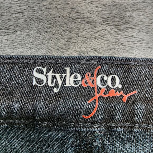 Style&Co Jeans Womens 14 Black Easy Fit High Rise Tapered Straight Leg Stretch - Picture 5 of 13